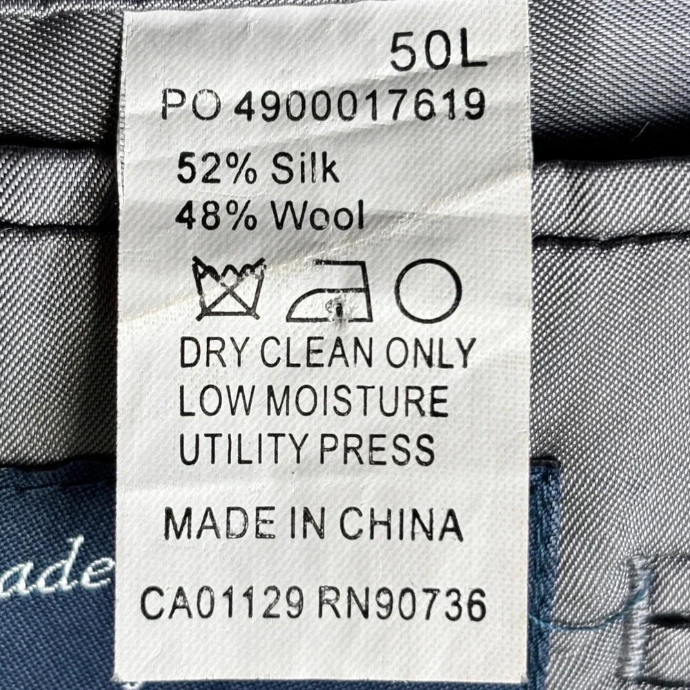 Ralph Lauren Silk Wool Houndstooth Sport Coat Blazer Grey Mens 50L